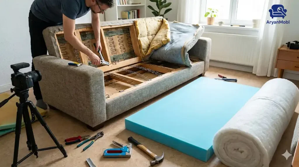 نحوه تعمیر مبل راحتی؛ راهنمای گام‌به‌گام احیای مبلمان قدیمی، آریان مبل