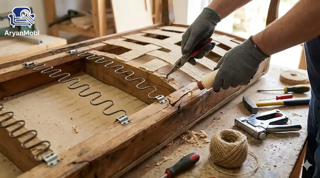 بررسی و تقویت زیرساخت (فنرها و کلاف)، آریان مبل