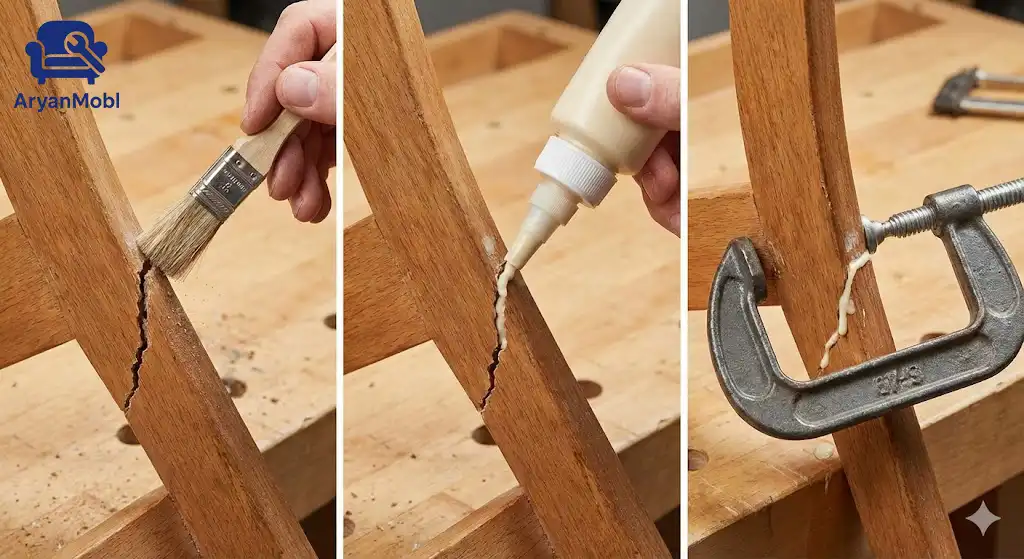 مراحل گام‌به‌گام تعمیر شکستگی‌های کلاف، آریان مبل