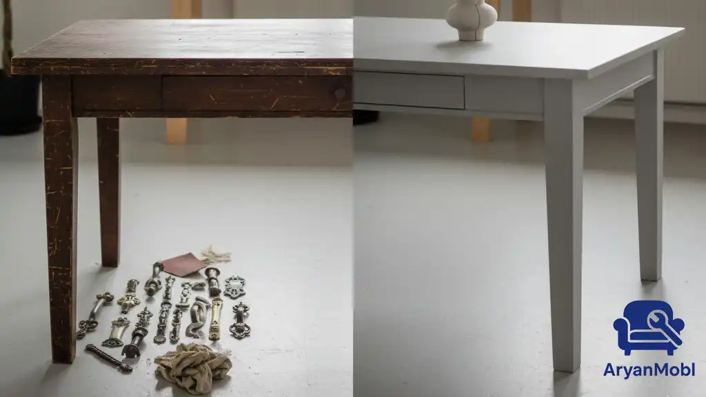 روش بازسازی میز چوبی به سبک مینیمال و مراحل نوسازی مدرن ، آریان مبل