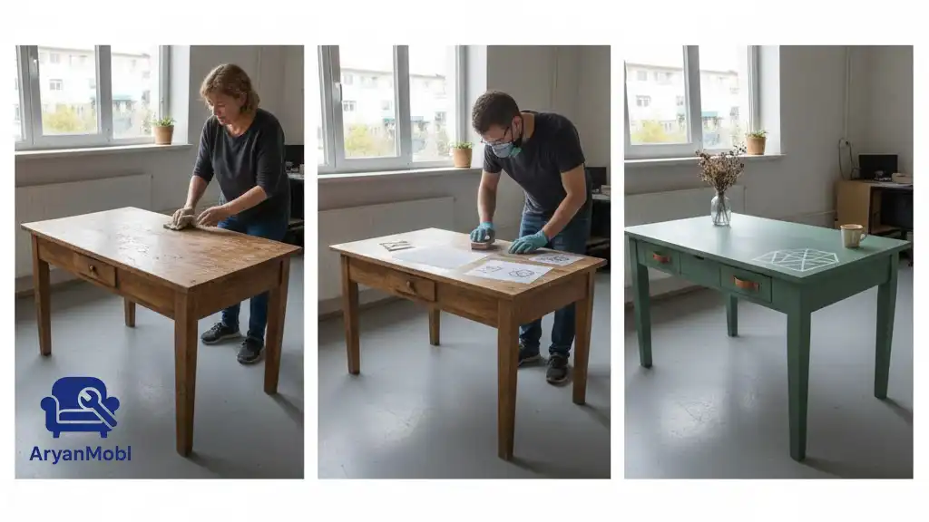 روش بازسازی میز چوبی با کمترین هزینه؛ ترفندهایی برای نوسازی اقتصادی، آریان مبل