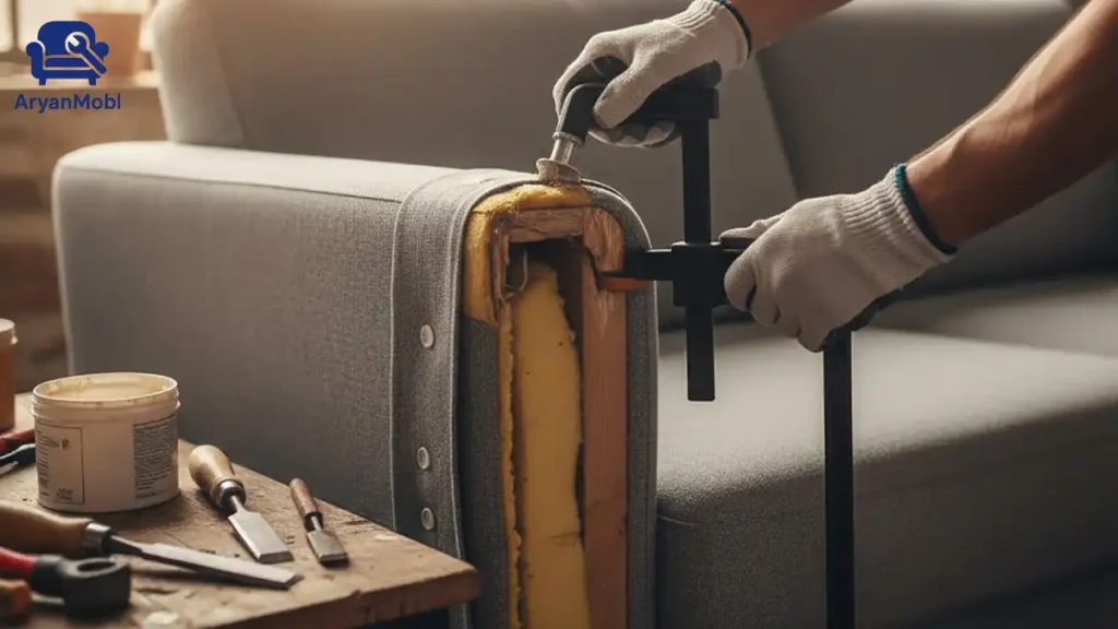 تعمیر دسته مبل راحتی؛ راهنمای رفع لقی و شکستگی دسته‌ها، آریان مبل