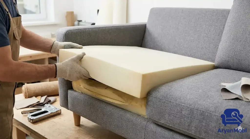 تعمیر نشیمن مبل راحتی؛ چگونه گودی و فرورفتگی کف مبل را برطرف کنیم، آریان مبل