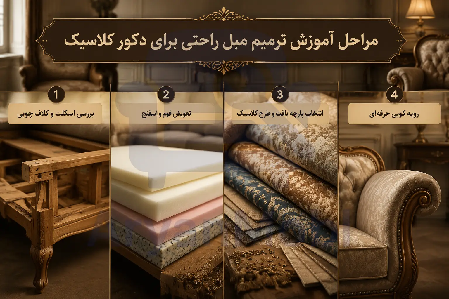 آموزش ترمیم مبل راحتی برای دکور کلاسیک، آریان مبل