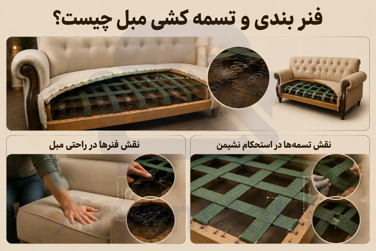 فنر بندی و تسمه کشی مبل چیست؟، آریان مبل