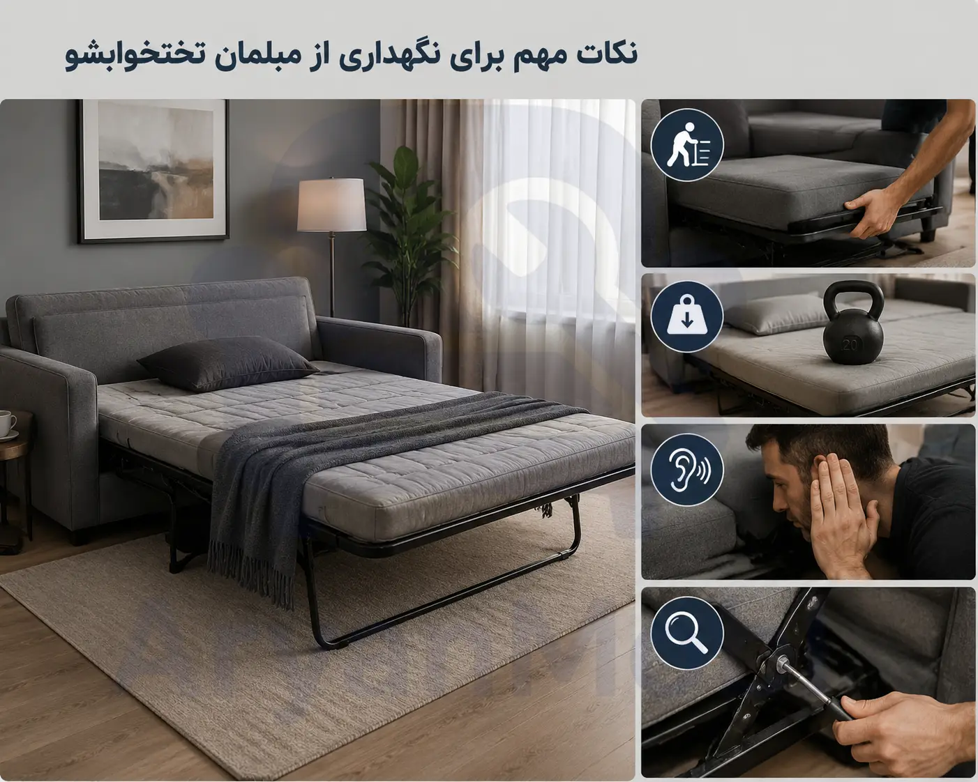 نکات مهم برای نگهداری از مبلمان تختخوابشو، آریان مبل